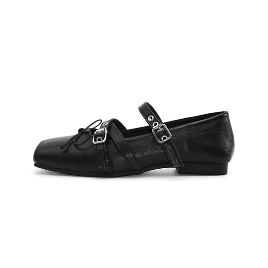 Damen Ballerinas mit modischen Schnallen und schimmerndem Obermaterial EB