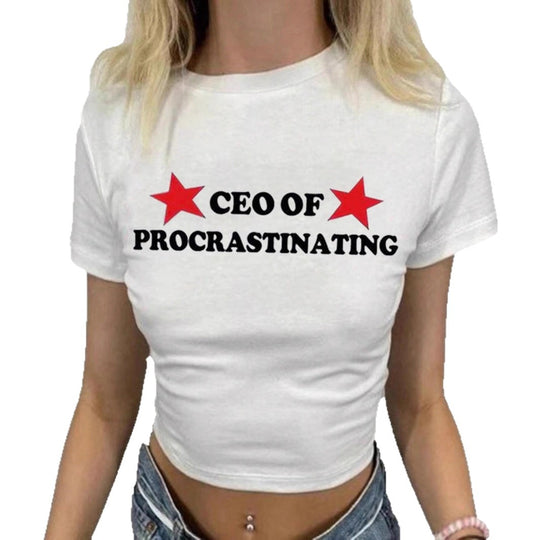 Damen T-Shirt mit kreativem Statement-Druck EB