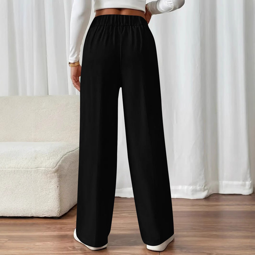 Damen Weit geschnittene Hose mit eleganter Knopfdetail EB