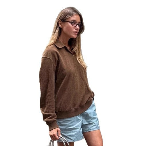 Damen Lässiger Pullover mit Stehkragen und weitem Schnitt EB
