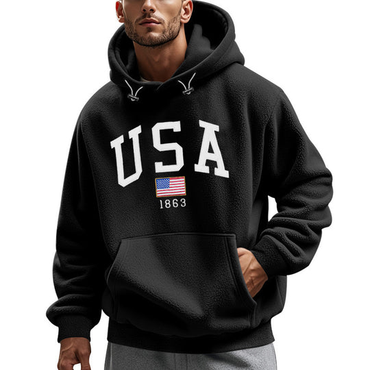 Herren Kuscheliger Fleece Hoodie mit USA-Print EB