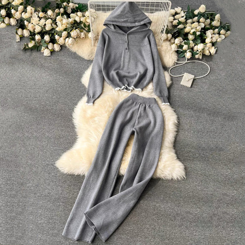 Damen komfortables Lounge-Set mit Kapuze und lässigem Schnitt EB