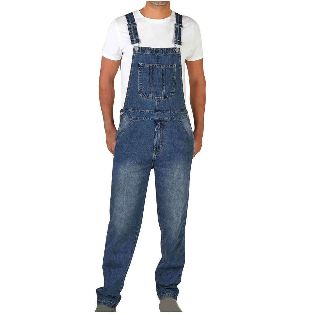 Herren Jeans Latzhose mit Taschen und verstellbaren Trägern
