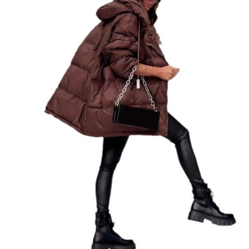 Damen Oversized Steppjacke mit praktischen Taschen und hohem Kragen EB