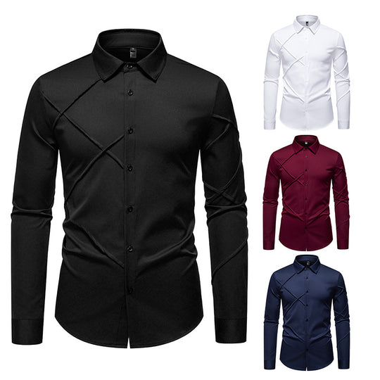 Herren Langarmhemd mit asymmetrischem Design EB