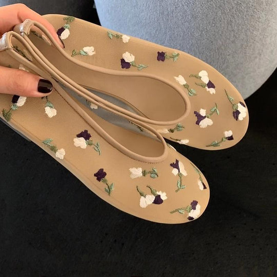 Damen Ballerinas mit eleganter Floral-Applikation und komfortabler Innensohle EB