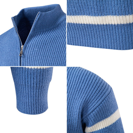 Herren modischer Rollkragenpullover mit strukturiertem Design und halbem Reißverschluss EB