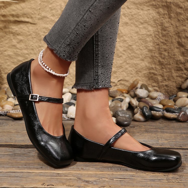Damen Klassische Ballerinas mit verstellbarem Riemen EB