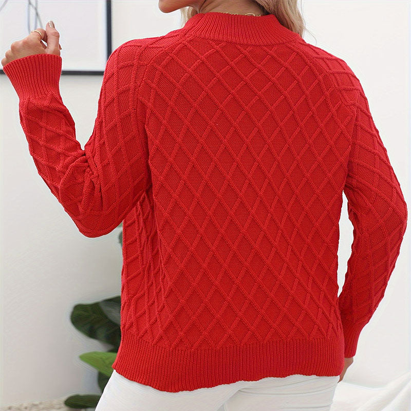 Damen Strickpullover mit Rautenstruktur und Rollkragen EB
