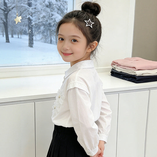 Mädchen elegante Bluse mit floralen Applikationen EB
