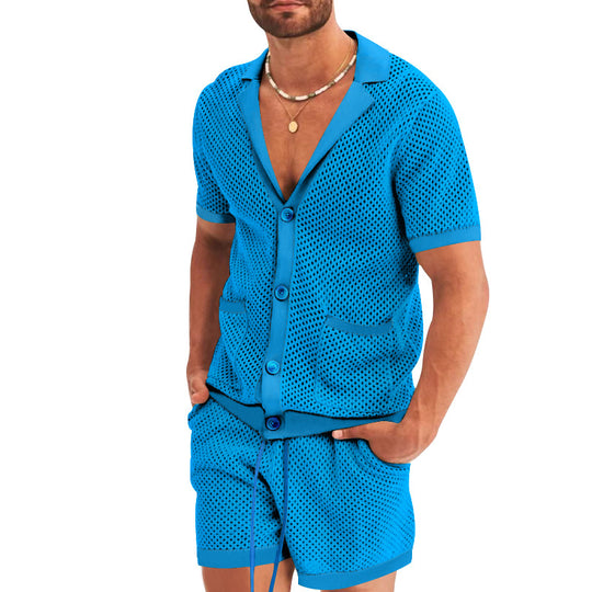 Herren atmungsaktives Künstler-Shorts-Set mit strukturiertem Design EB