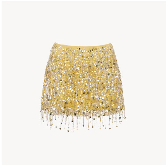 Damen Glitzerndes Crop-Top und Minirock-Set mit Fransen EB