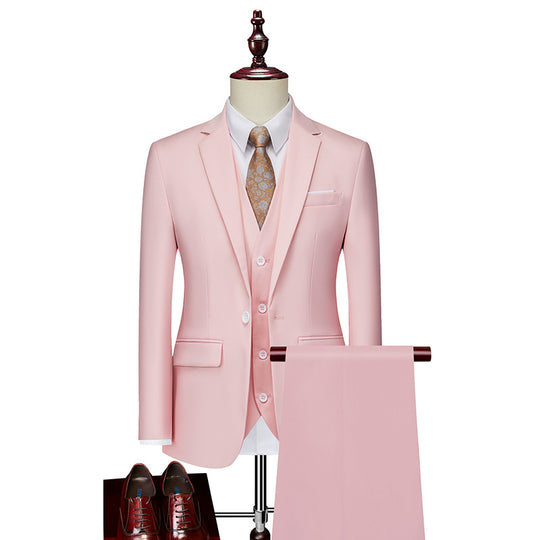 Herren nan dreiteiliges Business-Anzugset mit tailliertem Einreiher-Sakko, schmal geschnittener Weste und elegant geschnittener Anzughose EB