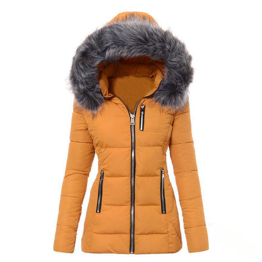 Damen Winterjacke mit abnehmbarem Kunstpelzkragen EB