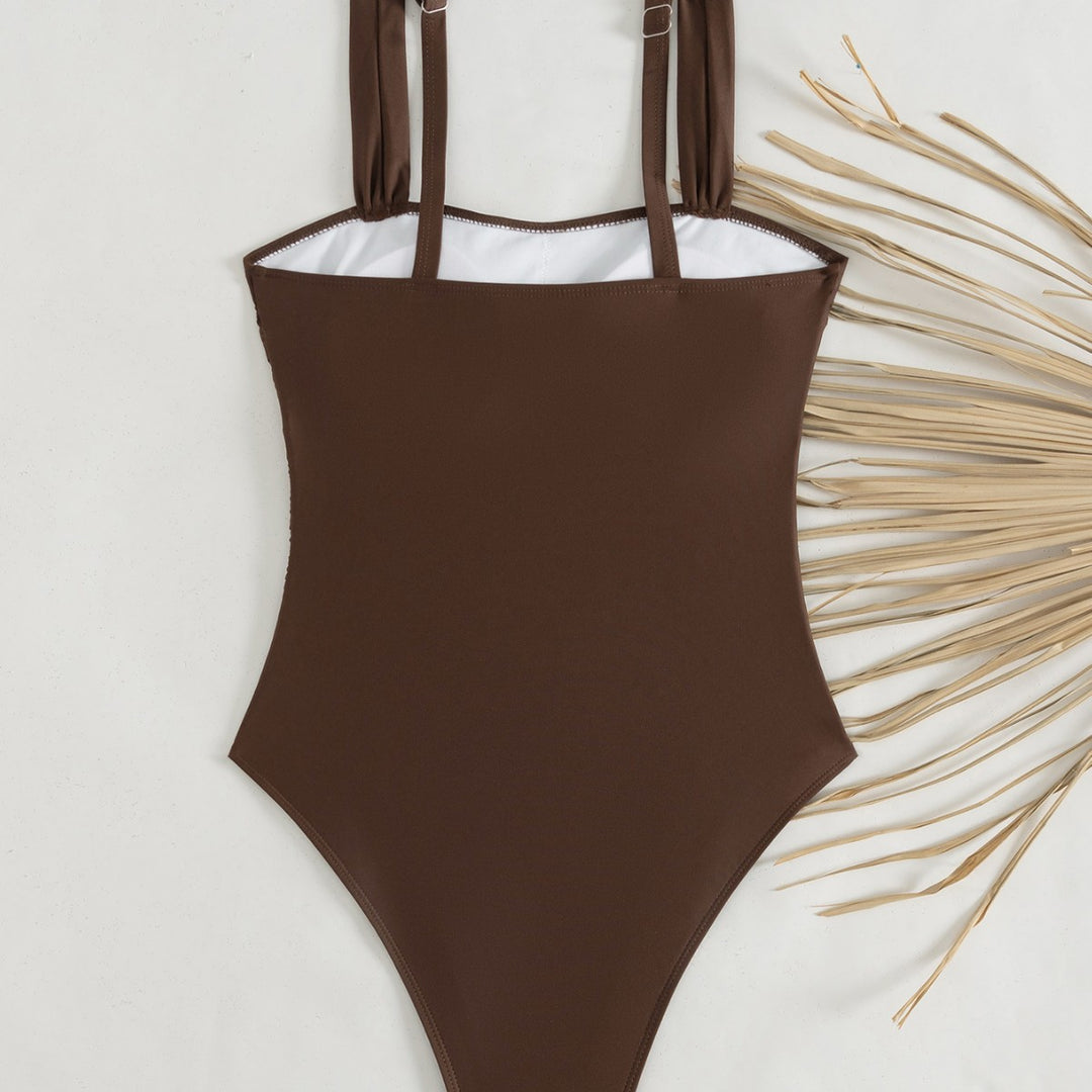 Damen Sportlicher Einteiler Badeanzug mit Rüschendetails EB