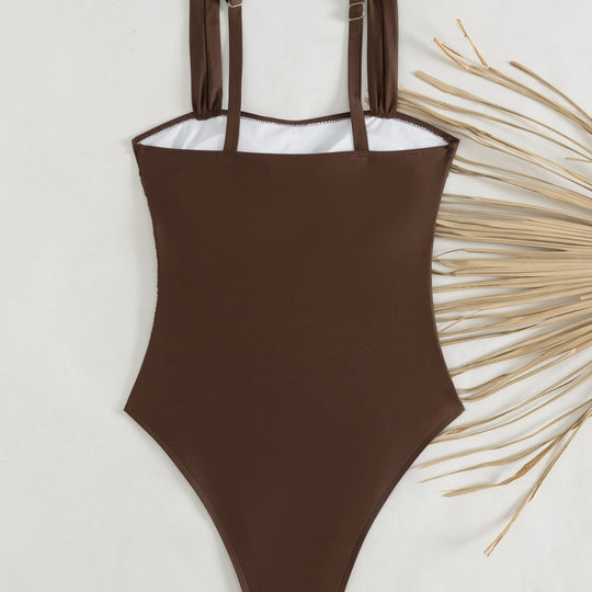 Damen Sportlicher Einteiler Badeanzug mit Rüschendetails EB