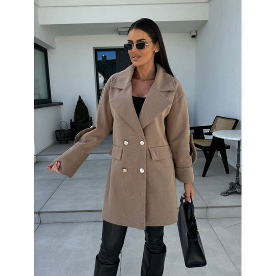 Damen Doppelreiher Oversized Blazer Mantel EB