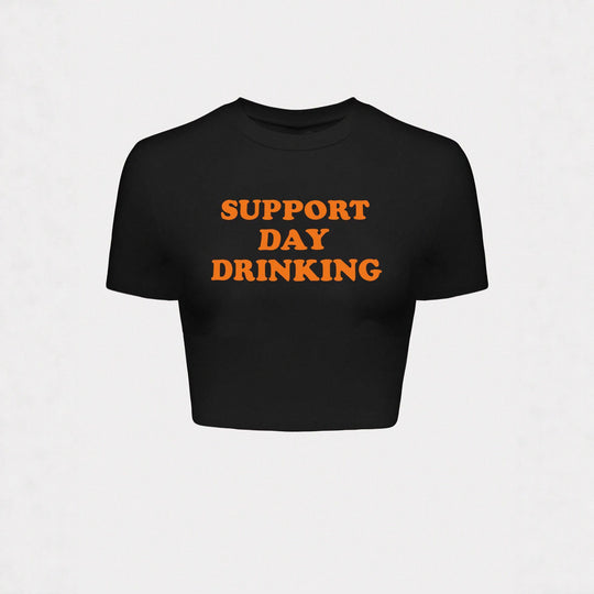 Damen Crop-T-Shirt mit kreativem Spruchdesign EB