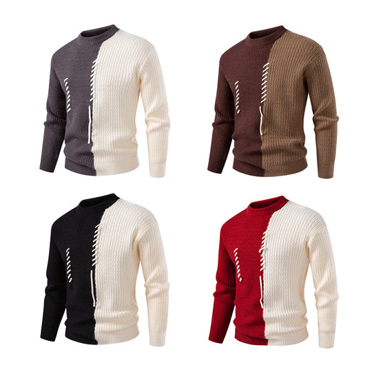 Herren modischer Pullover mit innovativem Strukturdesign und einzigartigen Zierstreifen EB