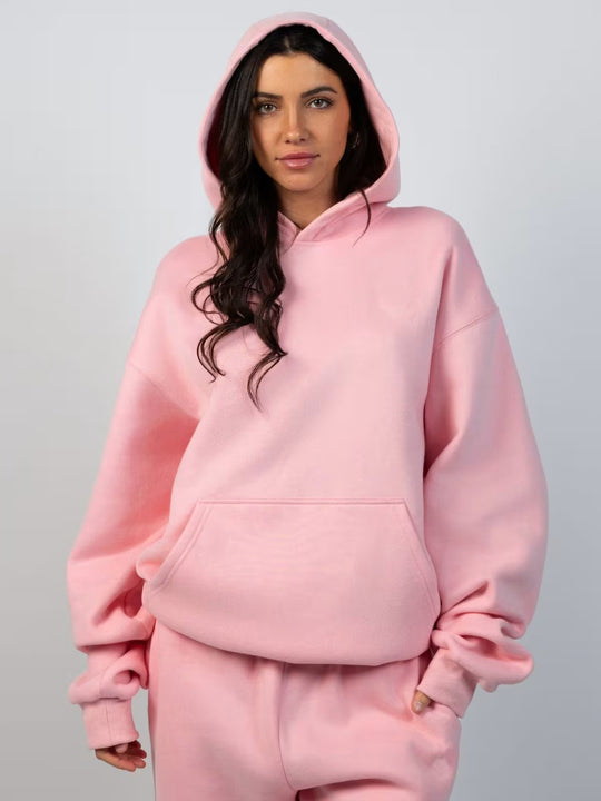 Damen lässiger Kapuzenpullover mit weitem Schnitt und Kängurutasche EB