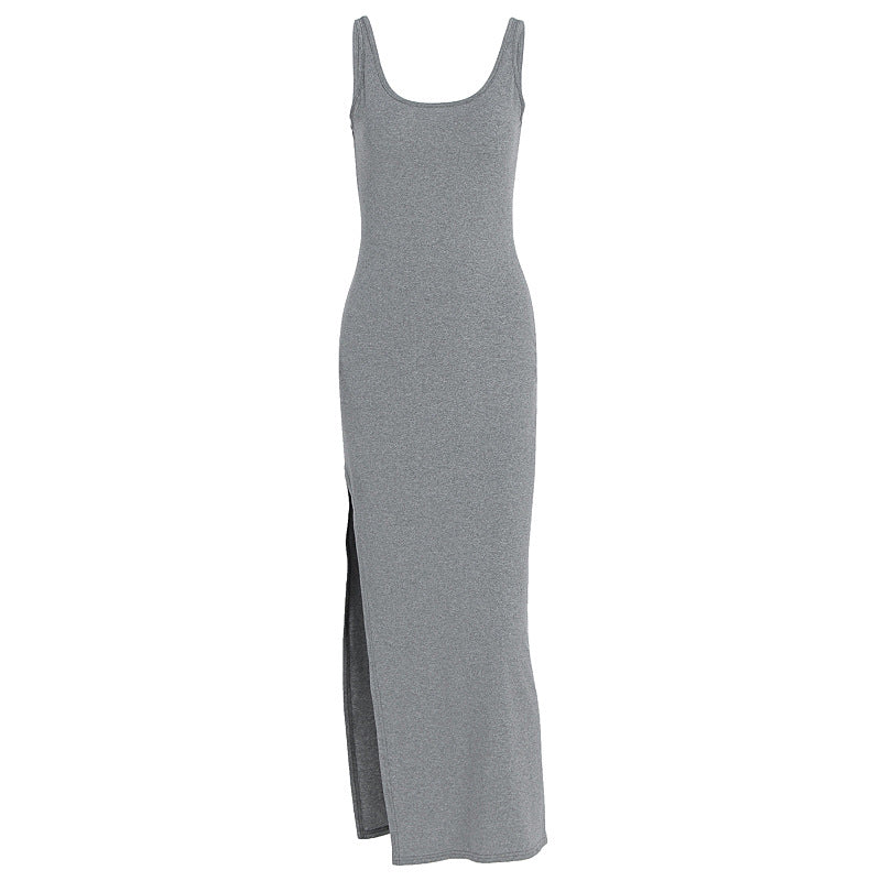 Damen Schlichtes Maxikleid mit hohem Seitenschlitz EB