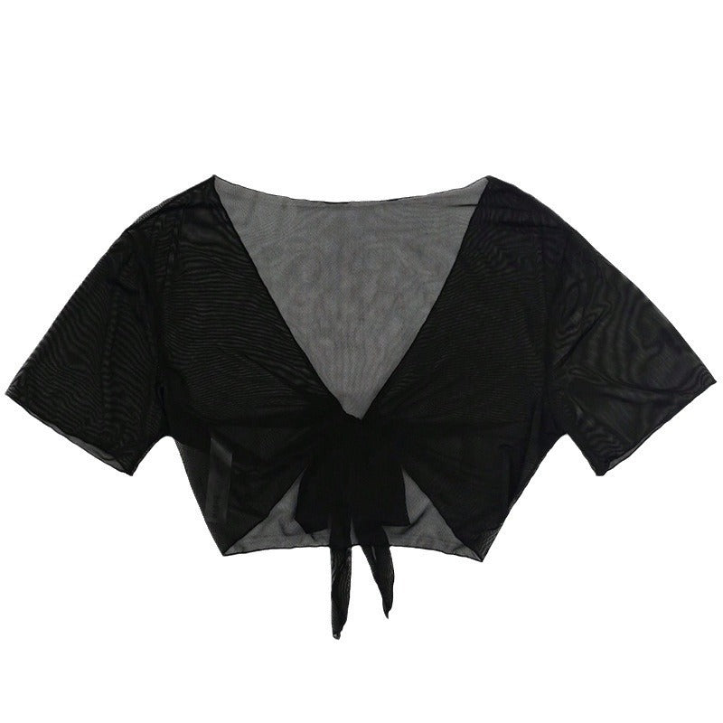 Damen Transparente Kurzarm Bluse EB