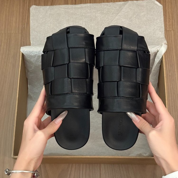 Damen modische Slipper mit geflochtenem Design und rutschfester Sohle EB