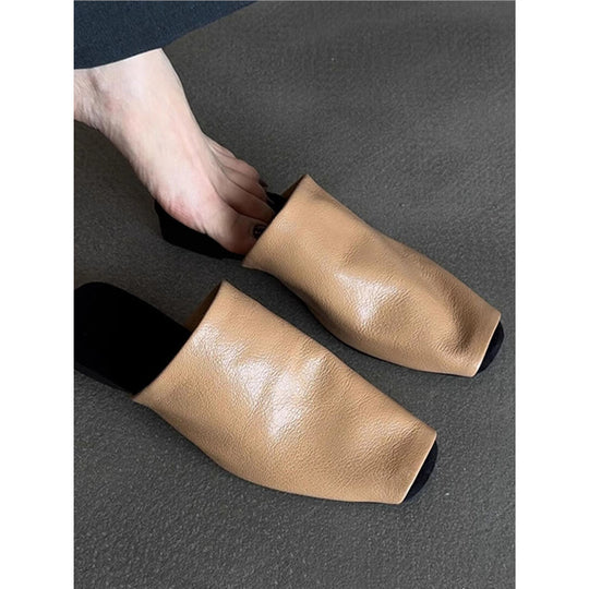 Damen Offene Mules aus weichem Leder EB