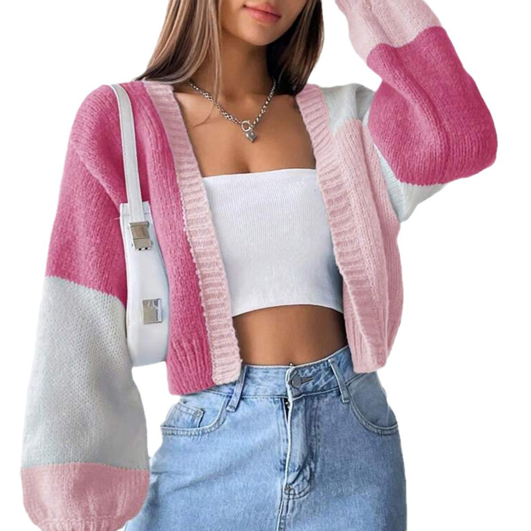 Damen Modischer Strickcardigan im Color-Block Design EB