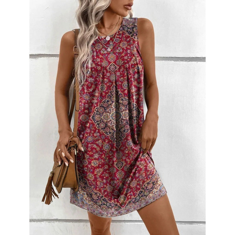 Damen Schmuckes Sommerkleid mit floralem Muster und weich fließendem Stoff EB
