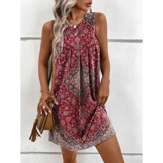 Damen Schmuckes Sommerkleid mit floralem Muster und weich fließendem Stoff EB