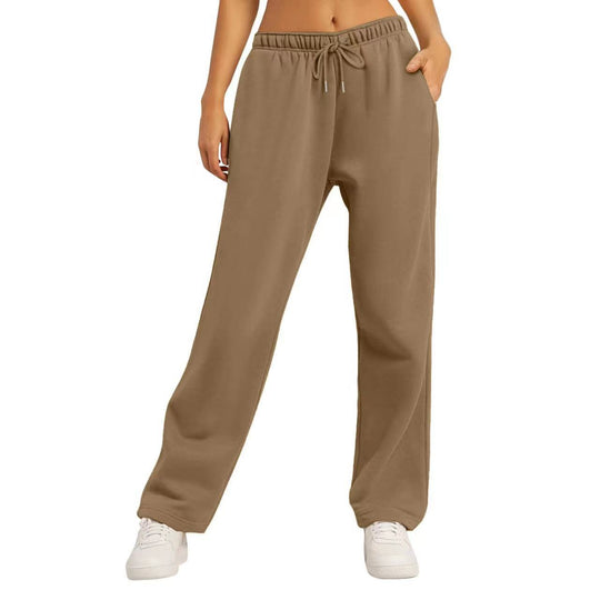Damen nan extraweiche Relax-Hose mit hohem Komfortbund Kordelzug und geradem Bein EB