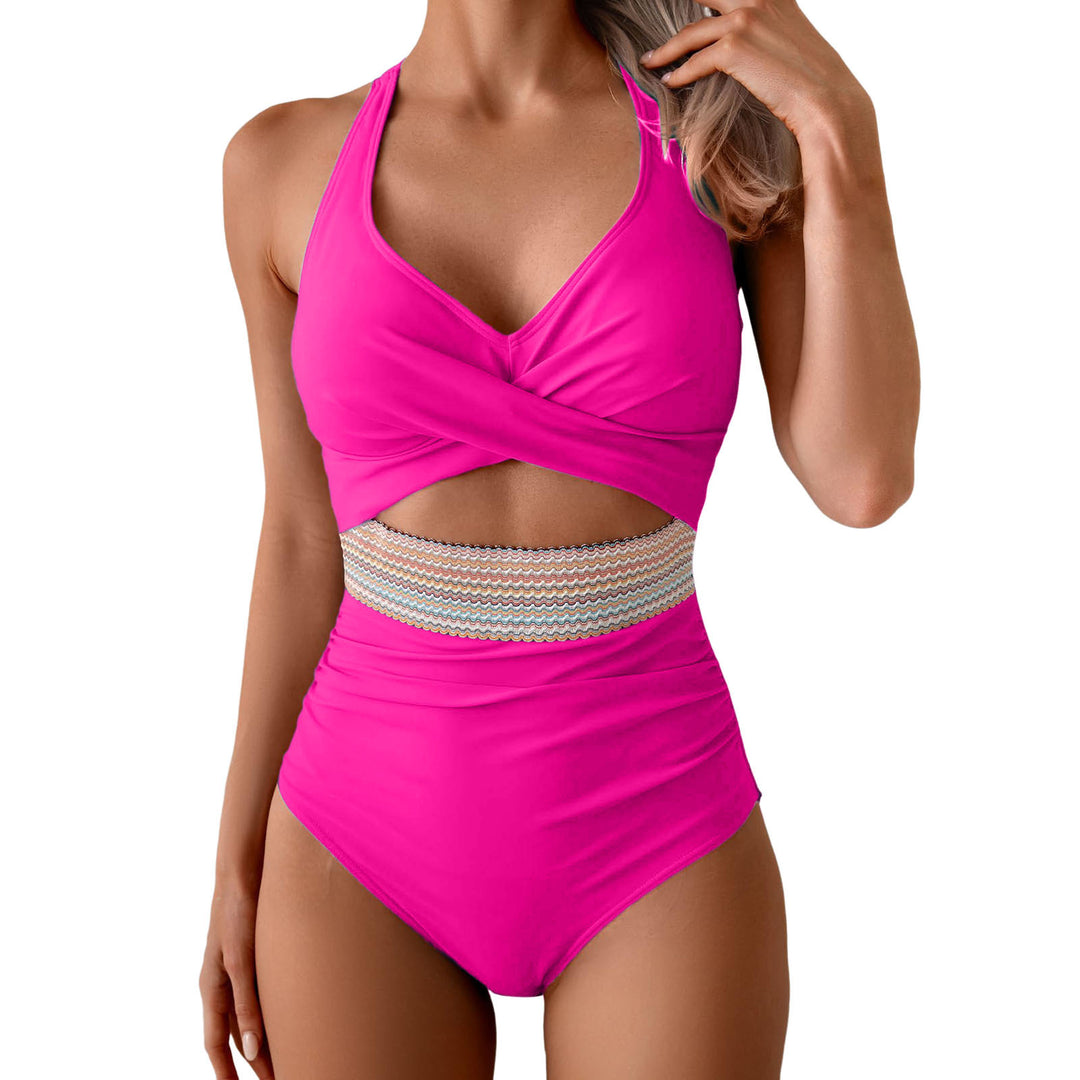 Damen Einteiliges Badeoutfit mit innovativer Wickeloptik EB