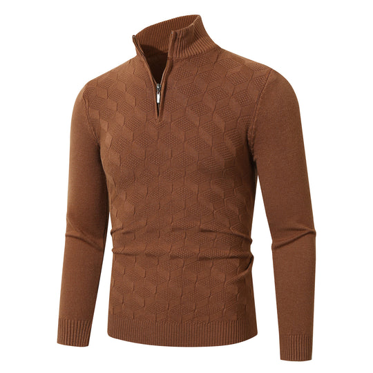 Herren modischer Strickpullover mit halbem Reißverschluss und strukturiertem Design EB