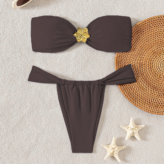 Damen Bandeau-Bikini mit elegantem Verschluss und modischem Design EB