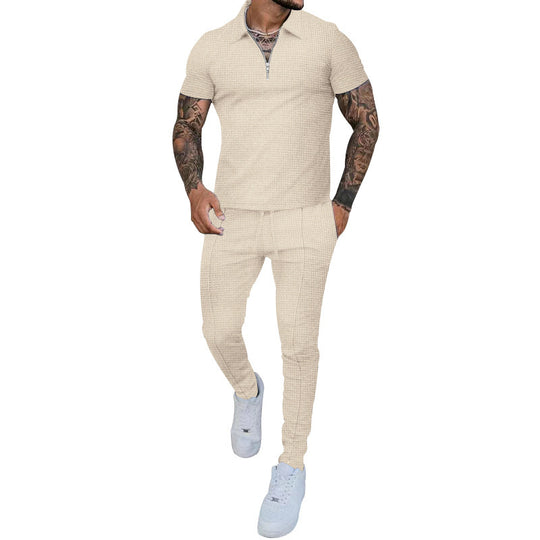 Herren Freizeit-Set mit modernem Kurzarm-Polo und eleganten Jogginghosen EB