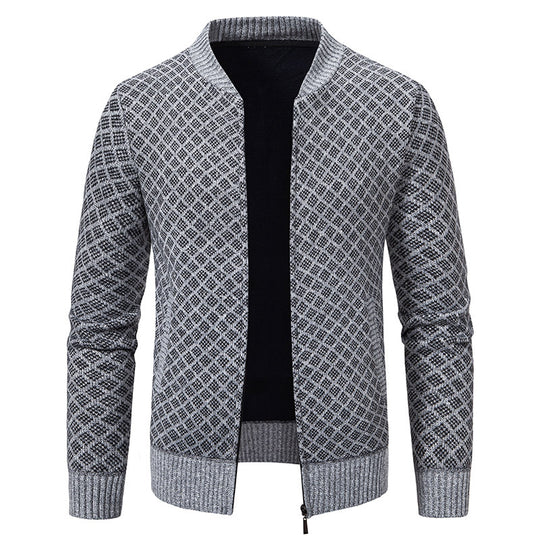 Herren Urbaner Strickjacke mit asymmetrischem Reißverschluss, hohem Kragen und modernen Details EB
