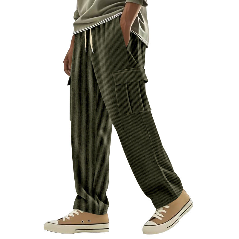 Herren Cordcargo-Hose mit weitem Bein, Tunnelzugbund und aufgesetzten Cargotaschen EB