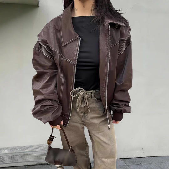 Damen lässige Oversized-Bomberjacke EB