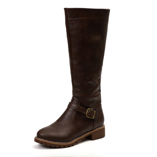 Damen Modische Stiefel mit eleganter Schnalle und robustem Profil EB
