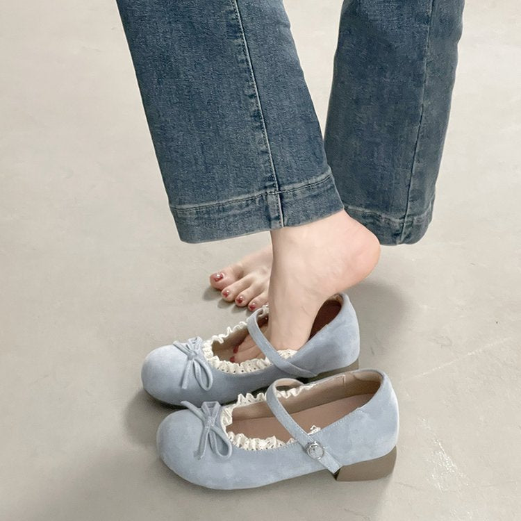 Damen elegante Mary Jane Ballerinas mit modischer Schleifenverzierung EB