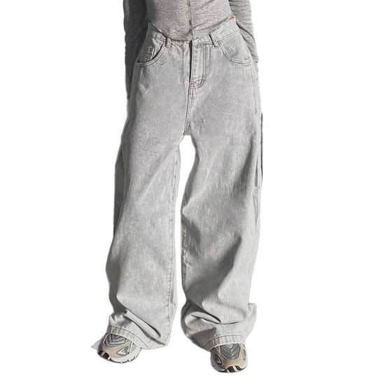 Damen Weite Jeans im lässigen Urban-Style mit hohem Bund und markanten Nähten EB