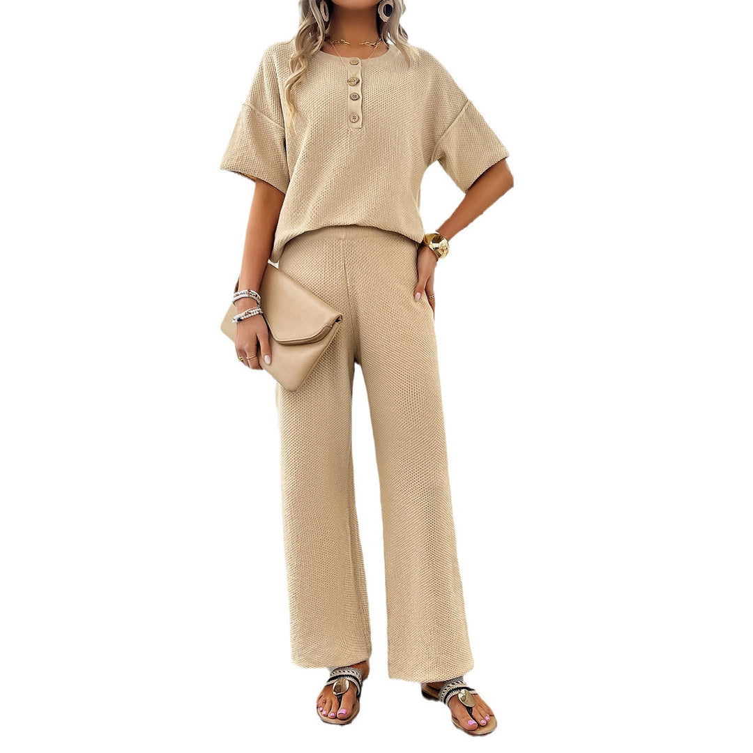 Damen Lässiges Lounge-Set mit weitem Oberteil und geraden Hosen EB