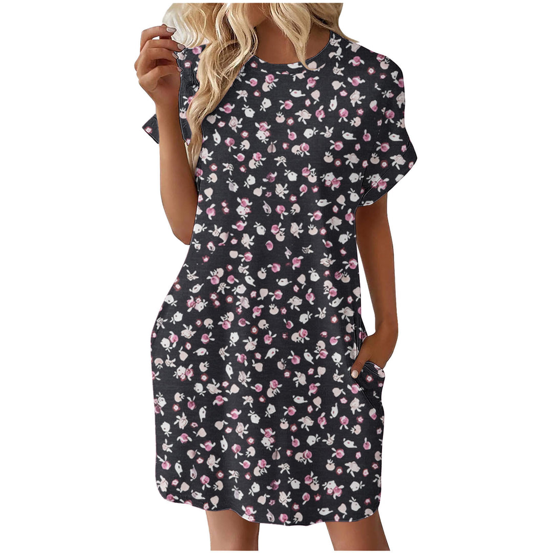 Damen lässiges Sommerkleid mit Blumenmuster und praktischen Taschen EB