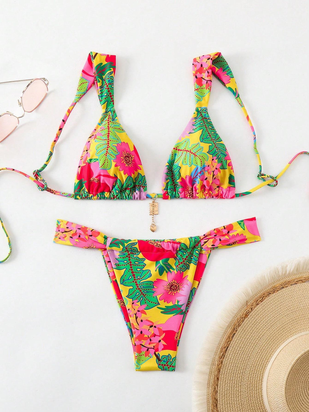 Damen Triangel-Bikini mit verspieltem Mustermix EB
