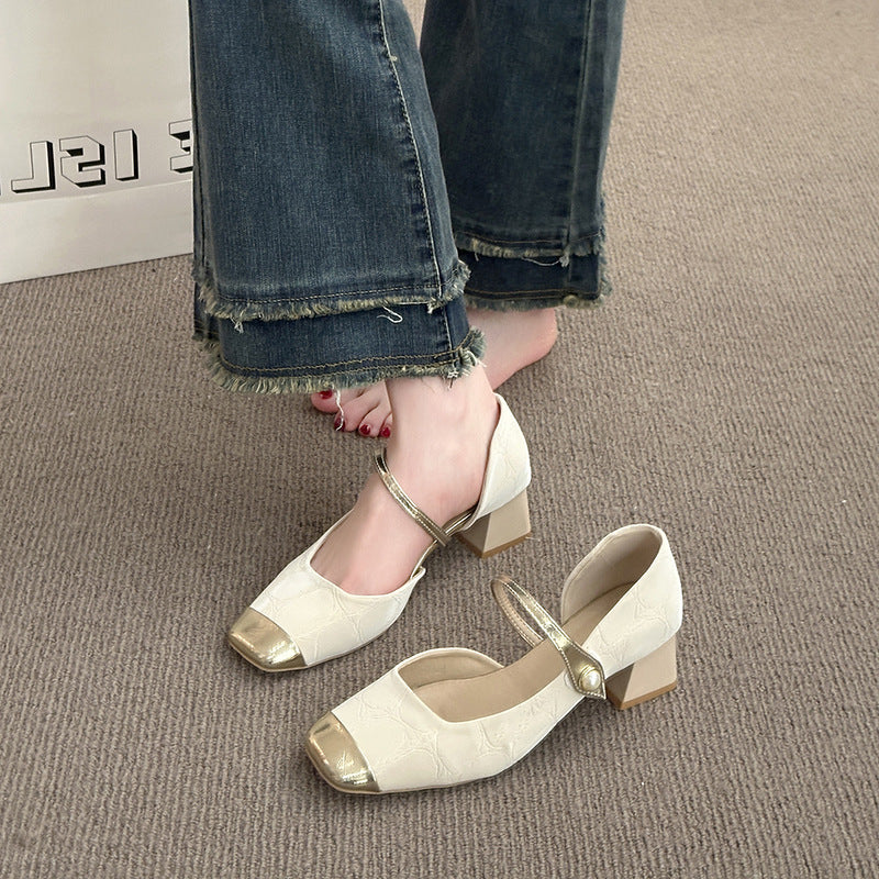 Damen elegante Sling-Ballerinas mit hochwertigem Riemen und glänzendem Zehenbereich EB
