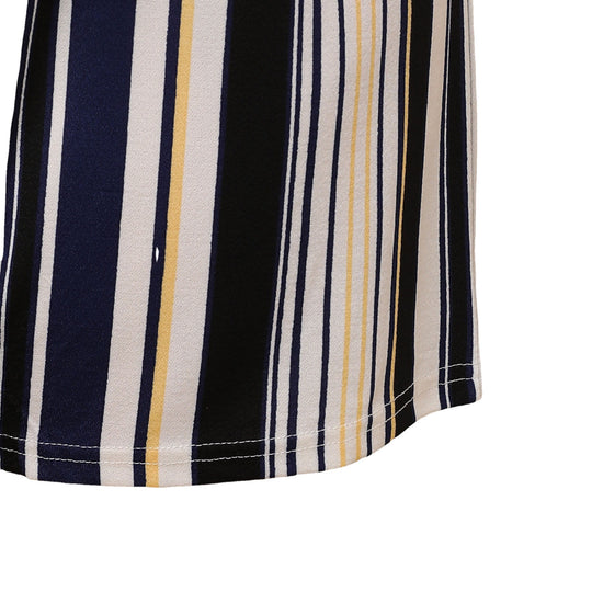 Damen gestreifte Sommer-Shorts mit elastischem Bund und Taillenknotenschnur EB