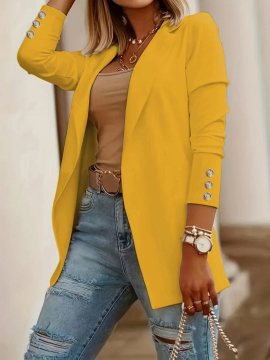Damen Eleganter Blazer mit glamourösen Knöpfen und taillierter Passform EB