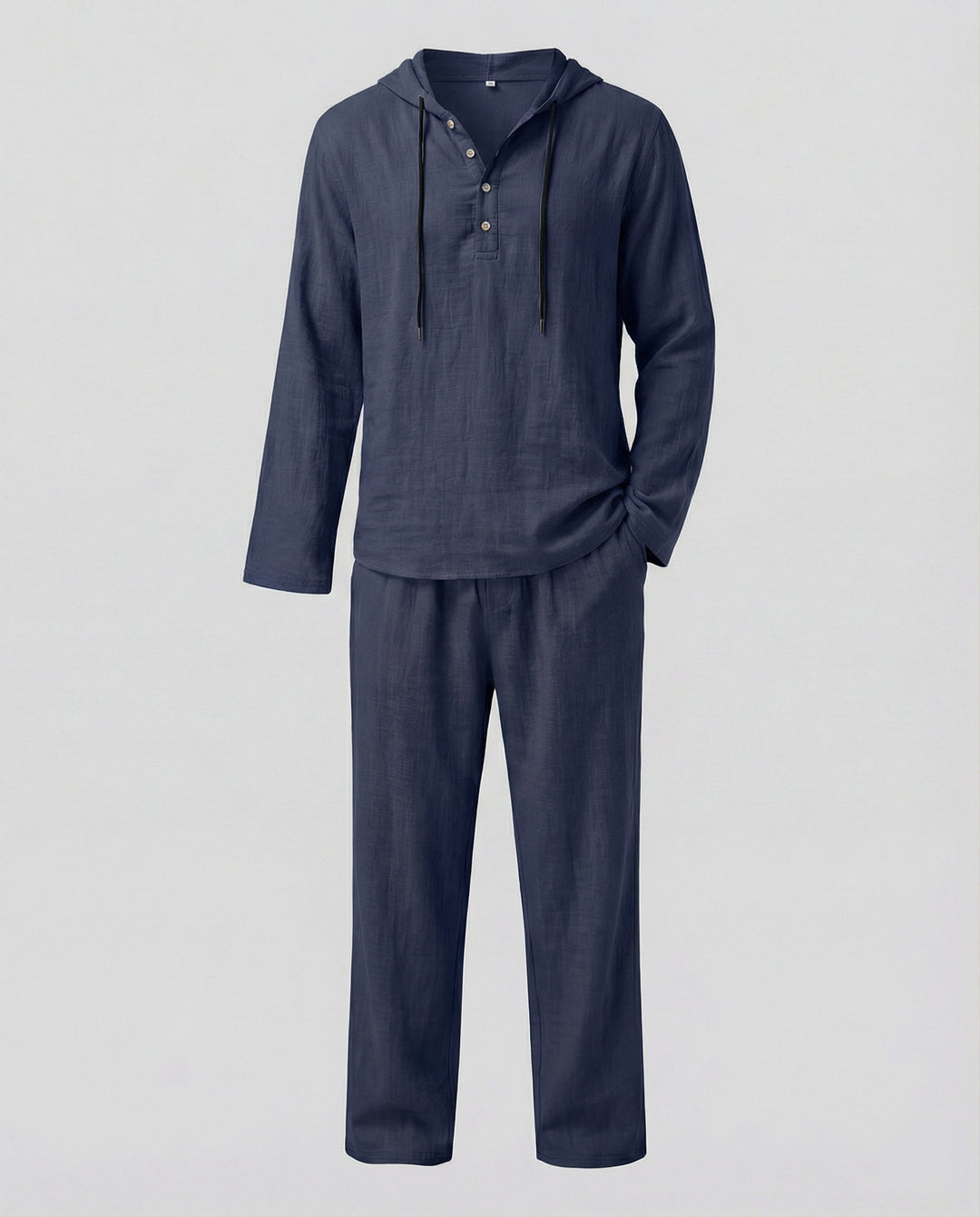 Herren lässiges Leinen-Hoodie-Set mit praktischen Taschen und entspannter Passform EB