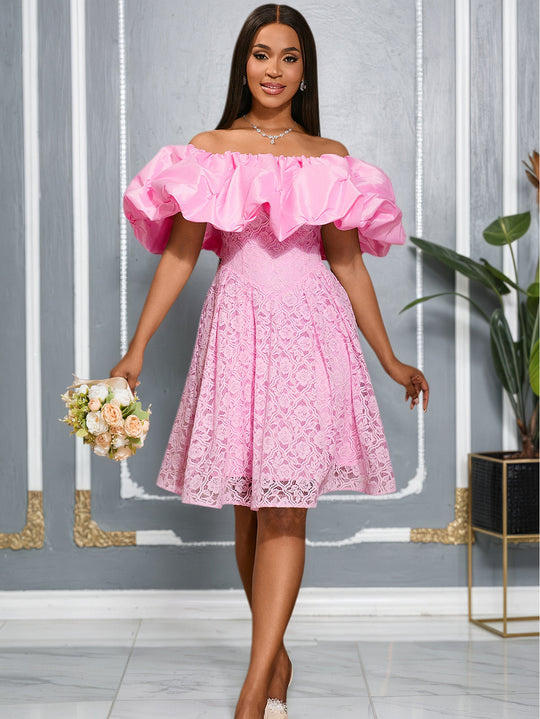 Damen Freizeitkleid mit schulterfreiem Volant EB